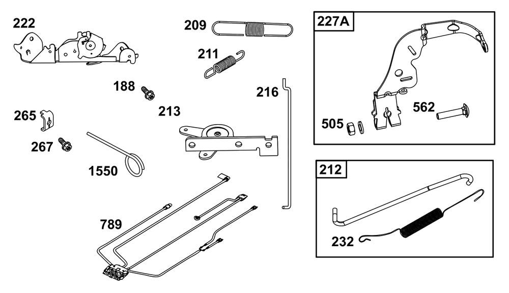 Controls Group Diagram and Parts List for 44U877-0045-G1  Briggs and Stratton Engine
